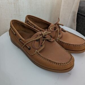 L.L. Bean Classic Leather Tie Slip On Moccasin Boat Shoes